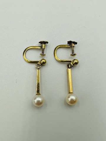 14 Karat Guld Øreringe med Perler