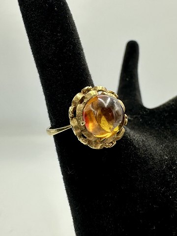 14 Karat Guld Ring med orange sten