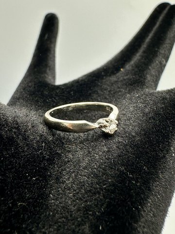 14K Hvid Guld Ring med Diamant