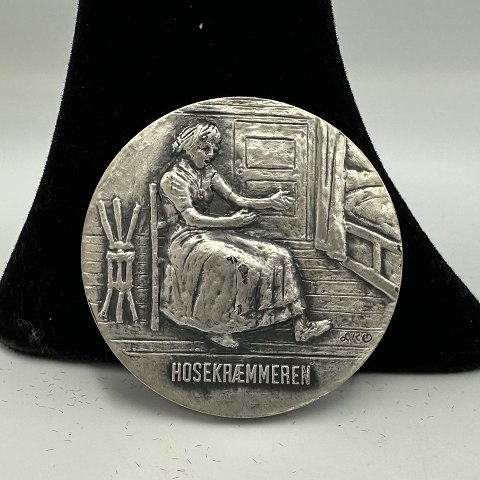 Steen Steensen Blicher "Hosekræmmeren" kunst
medalje i 925 sølv