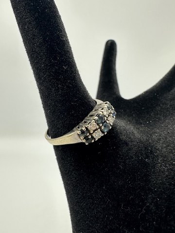 14Karat med diamant og blå sten